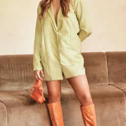Robe Style Blazer Vert Sauge Oversize