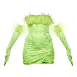 Robe Moulante Deluxe Vert Citron à Sequin Et Gants Détail Plumes -Jupe Lumine Soldes Boutique fd044181c77ed65124668e1758e8382c7d4399e1 cna8746 5