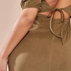 Robe Droite Peau De Pêche Kaki à Manches Bouffantes -Jupe Lumine Soldes Boutique fd076a4ab5e098d5036c9767ce3aeb6468220904 cnb7286 4