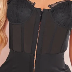 Robe Moulante Dos Nu En Maille Tissée Noire à Corset Lacé En Mesh Et Armatures -Jupe Lumine Soldes Boutique fd15b324b743f1bb7ec2d0b4b0abf9bcc11a7a19 cne2692 4