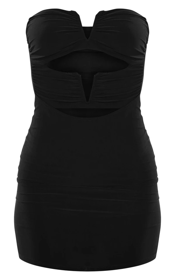 Robe Bustier Très Moulante Noire à Découpes Et Barre En V 5 Robe Bustier Très Moulante Noire à Découpes Et Barre En V – Image 5