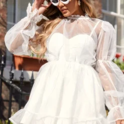 Robe Droite En Organza Blanc à Col Montant Et Manches Bouffantes 7 Robe Droite En Organza Blanc à Col Montant Et Manches Bouffantes -Jupe Lumine Soldes Boutique fdda06dbf62401a4beab02064dc5a38b39397de2 cnd9165 3