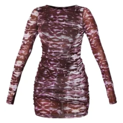 Robe Moulante En Mesh Violet Imprimé Abstrait à Détail Froncé -Jupe Lumine Soldes Boutique fe5c703bb13ade1166c9ca6c480474f73c5d7f73 cnb9632 5