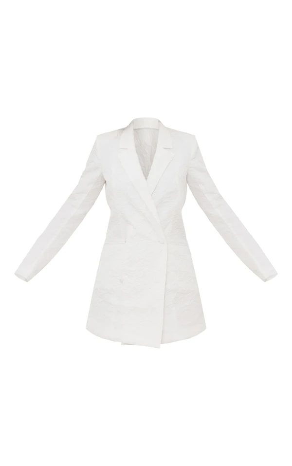 Robe Blazer Fleurie Blanche Texturée Décolletée 5 Robe Blazer Fleurie Blanche Texturée Décolletée – Image 5