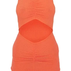 Robe Moulante Côtelée Froncée Orange Brûlé à Taille Découpée -Jupe Lumine Soldes Boutique ff9a545ba4f2a83014ecc0b44d9e2a3775997d0f cmz0597 6